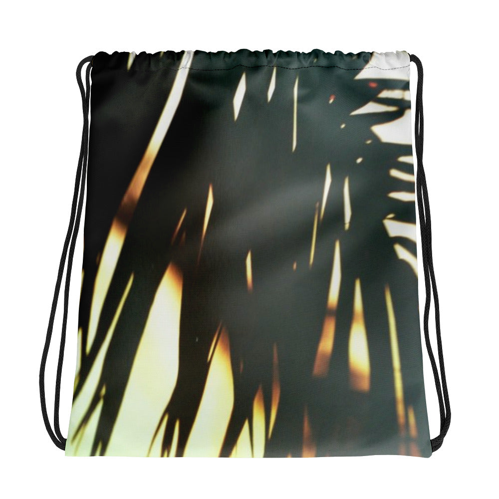 Palm Sunset Print Drawstring Bag