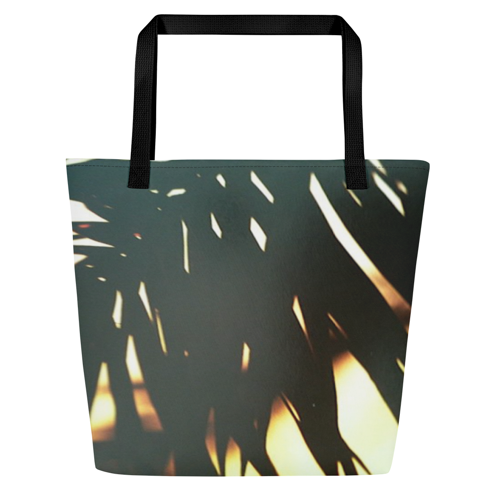 Palm Sunset Print Beach Tote Bag