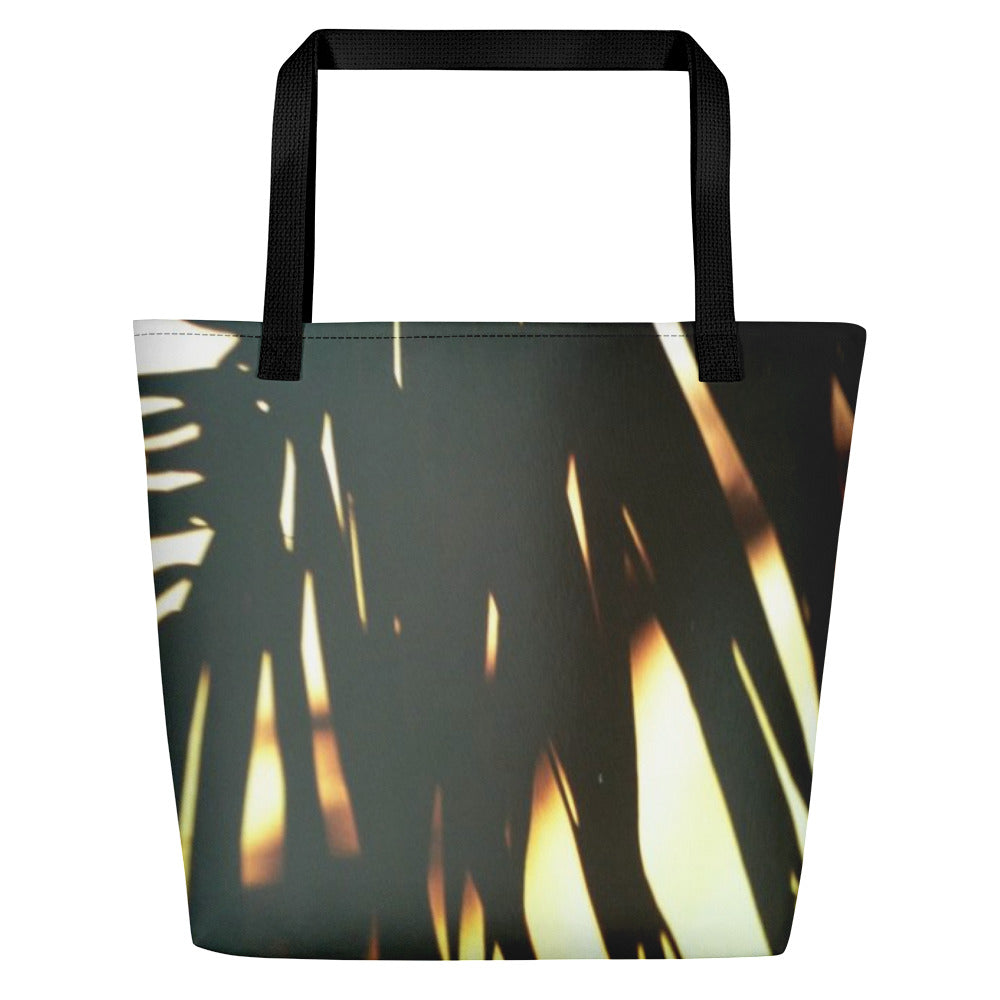 Palm Sunset Print Beach Bag